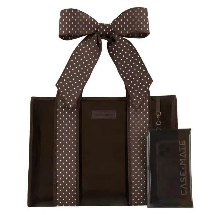 Case-Mate Espresso Polka Dot Bow Jelly Tote Bag