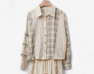 Bohemian Lace Panel Mixed Stripe Shirt