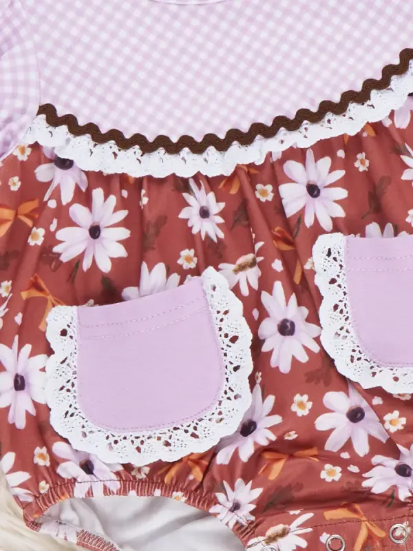 Soft Daisy Floral Pocket Bubble Romper