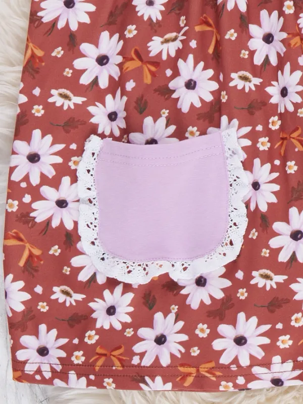 Soft Daisy Floral Pocket Dress