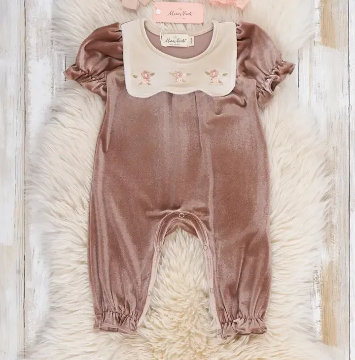 Vintage Embroidered Collar Ruffle Romper