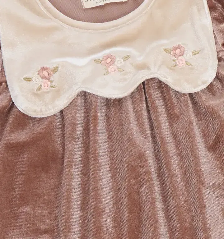 Vintage Embroidered Collar Ruffle Romper