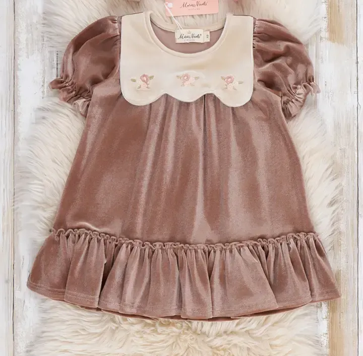 Vintage Embroidered Collar Ruffle Dress