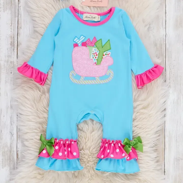 Jolly Sleigh Surprise Embroidered Romper