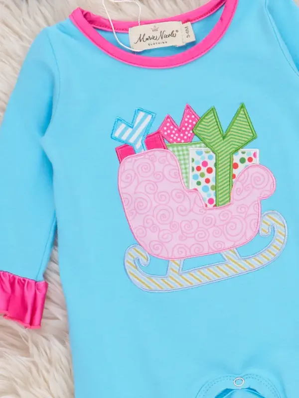 Jolly Sleigh Surprise Embroidered Romper