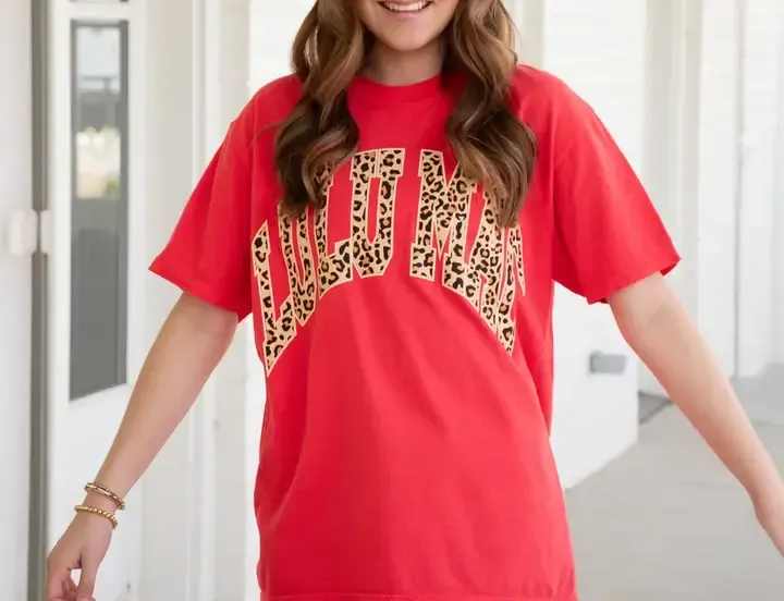 LULU Mac Leopard Comfort Colors Tee - Paprika