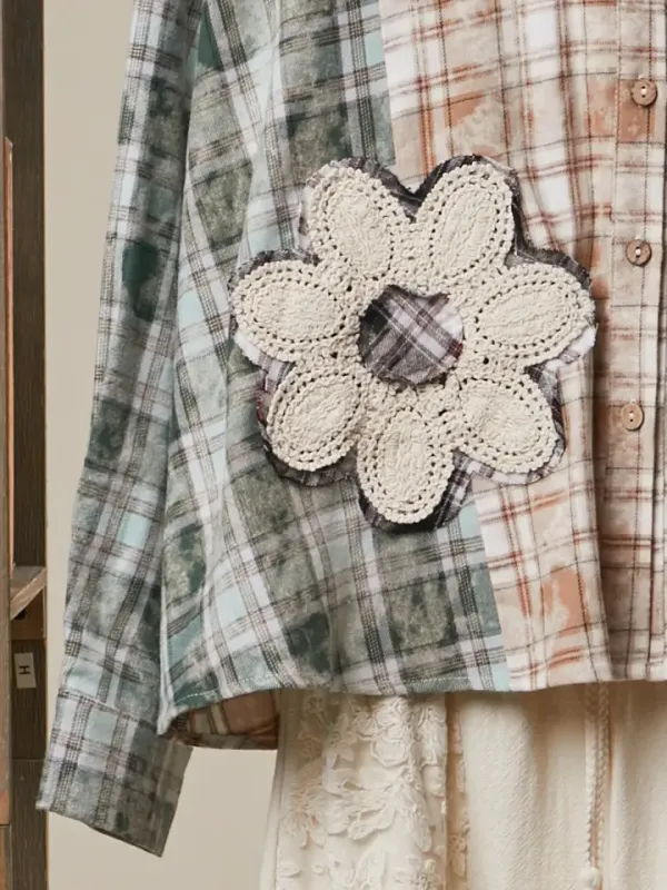 Vintage Patchwork Plaid Shirt Jacket