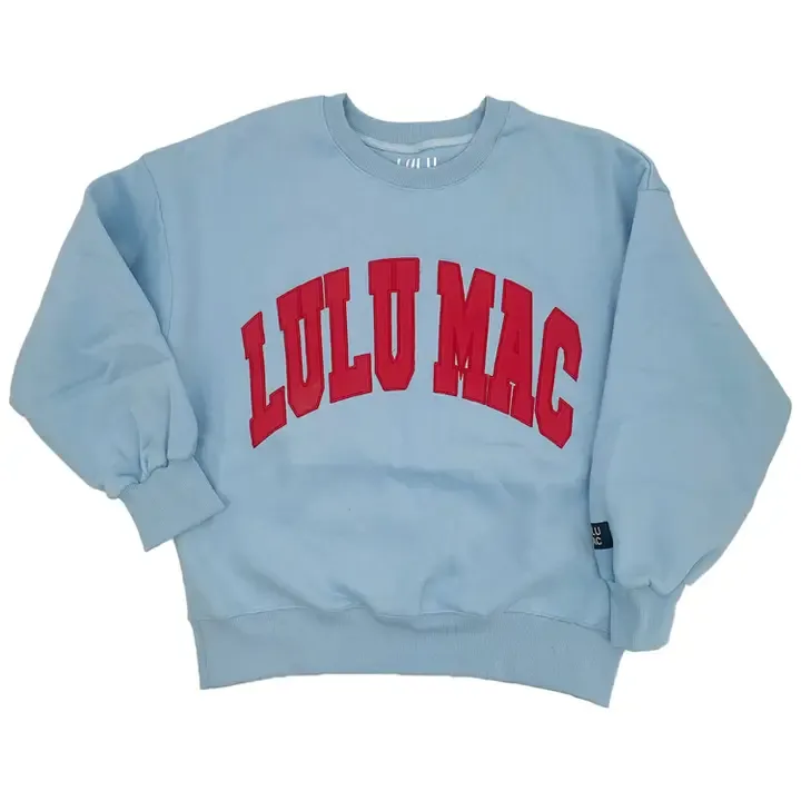 LULU Mac Embroidered Sweatshirt Light Blue/Red