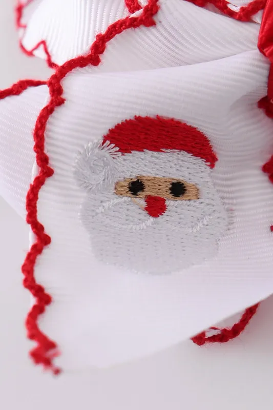 Santa Embroidery Hair Bow