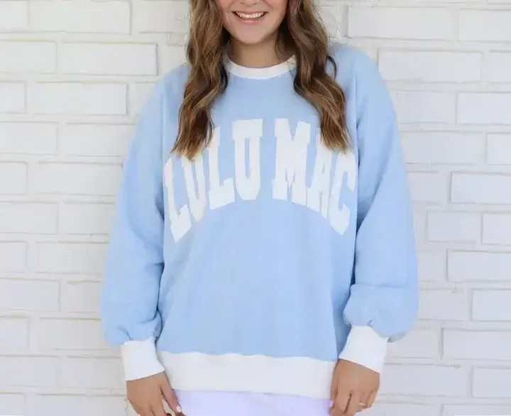 LULU Mac Color Block Sweatshirt Light Blue/White - Stitch