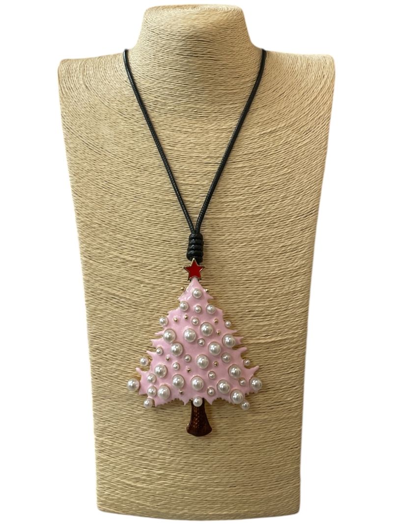 Pink Pearl Tree Cord Necklace