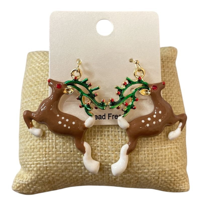 Brown Reindeer Earrings