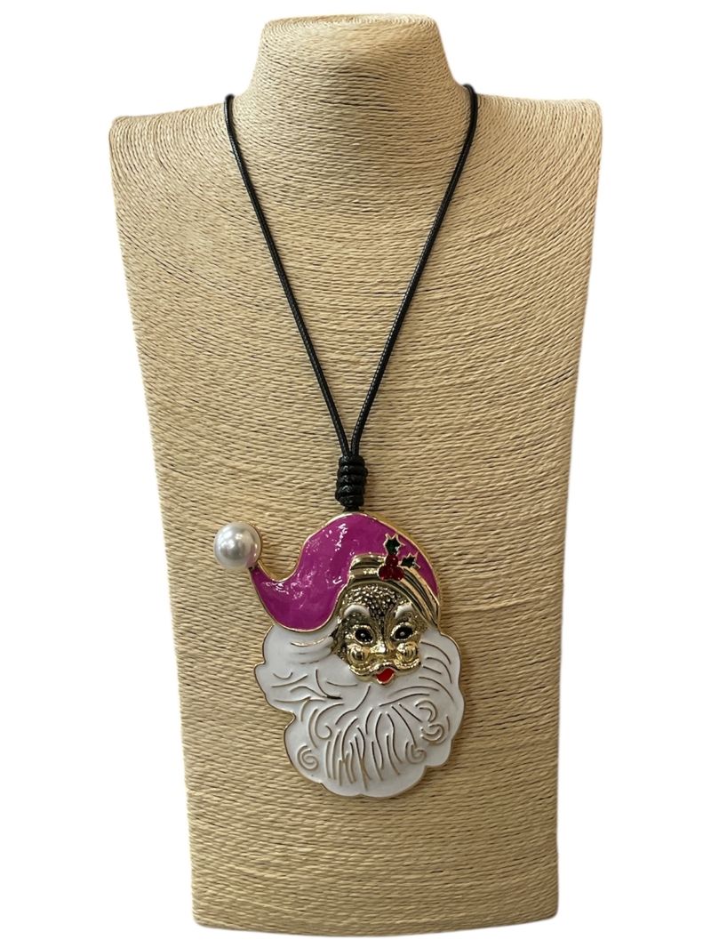 Pink Hat Santa Cord Necklace