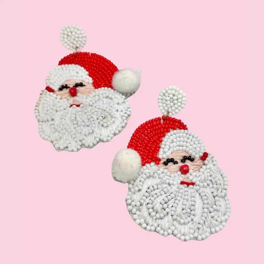 Beaded Santa Earrings