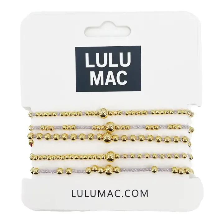 LULU Mac Silver &amp; Gold Beaded Bracelet Set, 5 Pieces