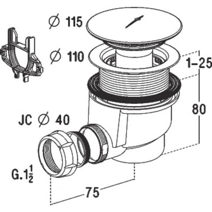 Bonde horizontale pour receveur Ø 90 mm Nicoll