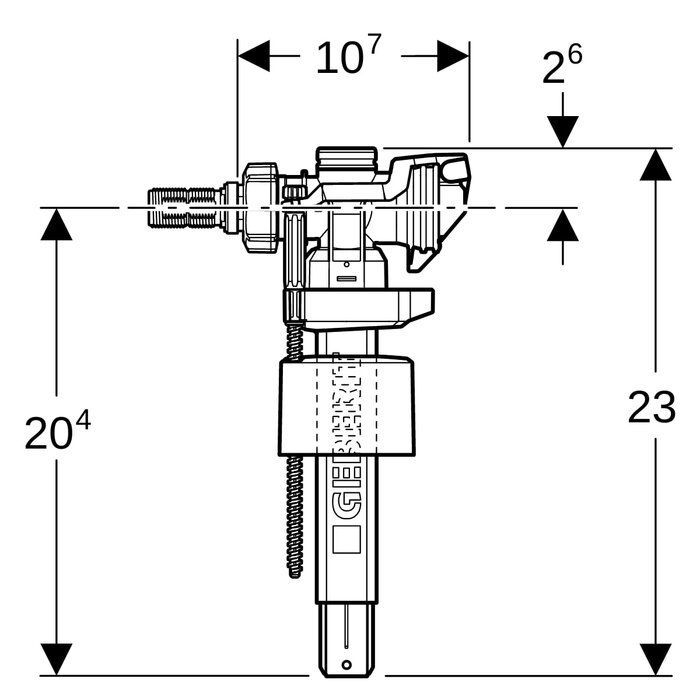 ROBINET FLOTTEUR - GEBERIT - ALIMENTATION LATERALE Type 383