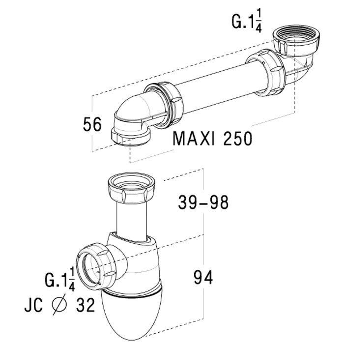 Siphon de lavabo à culot déporté 1"1/4 - Ø 32 mm Easyphon NICOLL