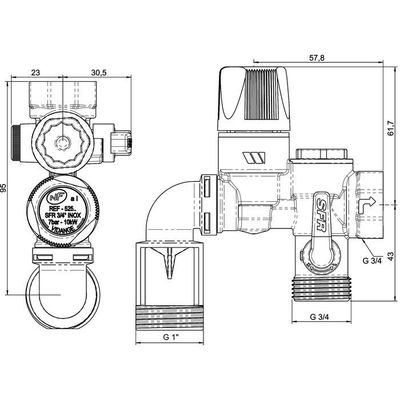 Groupe de sécurité coudé - Inox - Watts industries - 3/4" Watts