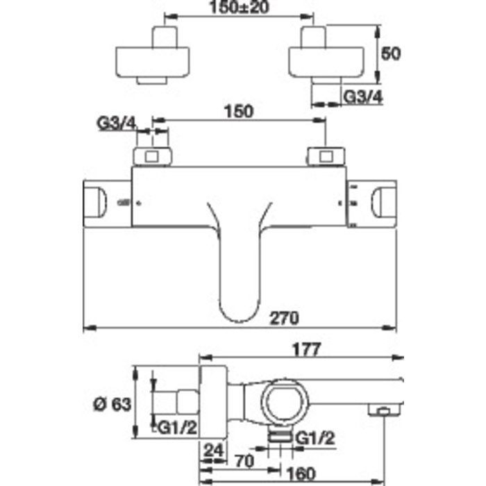 Mitigeur thermostatique bain-douche Thermo-Confort SIDER