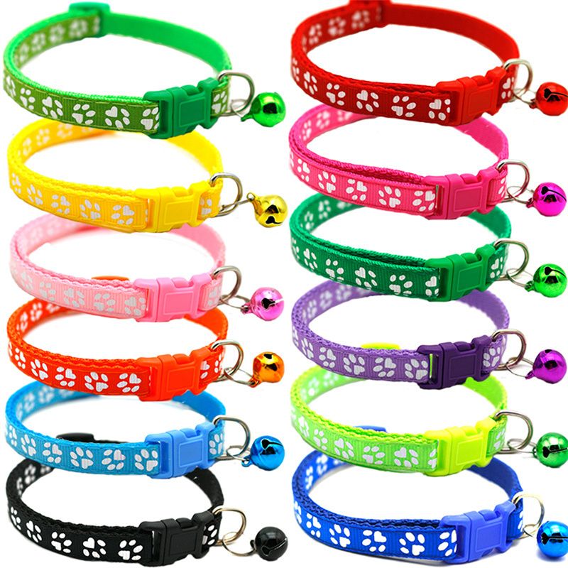 Fashion Pet Cat Collar Colorful Pattern Cute Bell Adjustable Collars For Cats Kitten DIY Pet Accessories