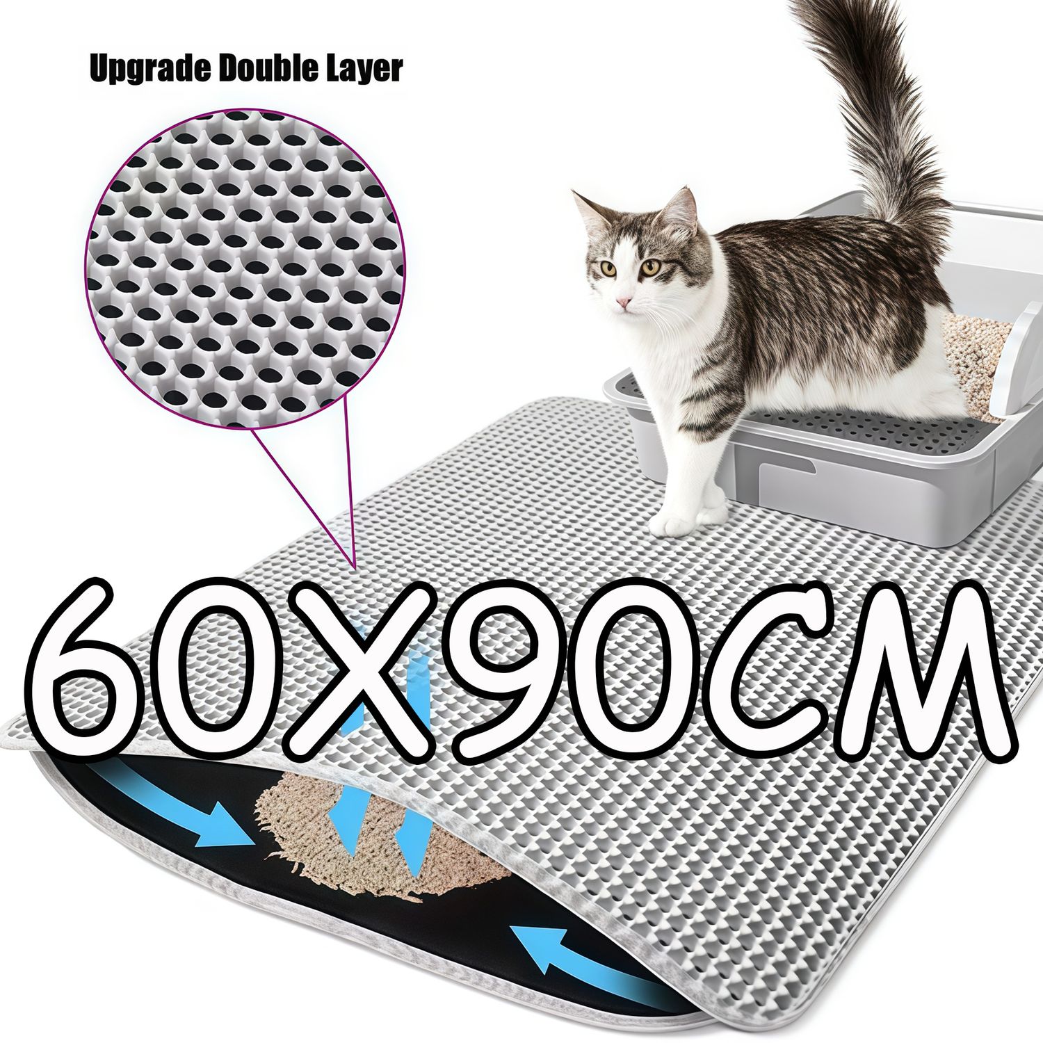 Upgrade Double Layer Cat Litter Mat Waterproof Pet Litter Box Mat Pet Toilet Cat Mat Nonslip Sand Cat Washable Mat Pet Clean