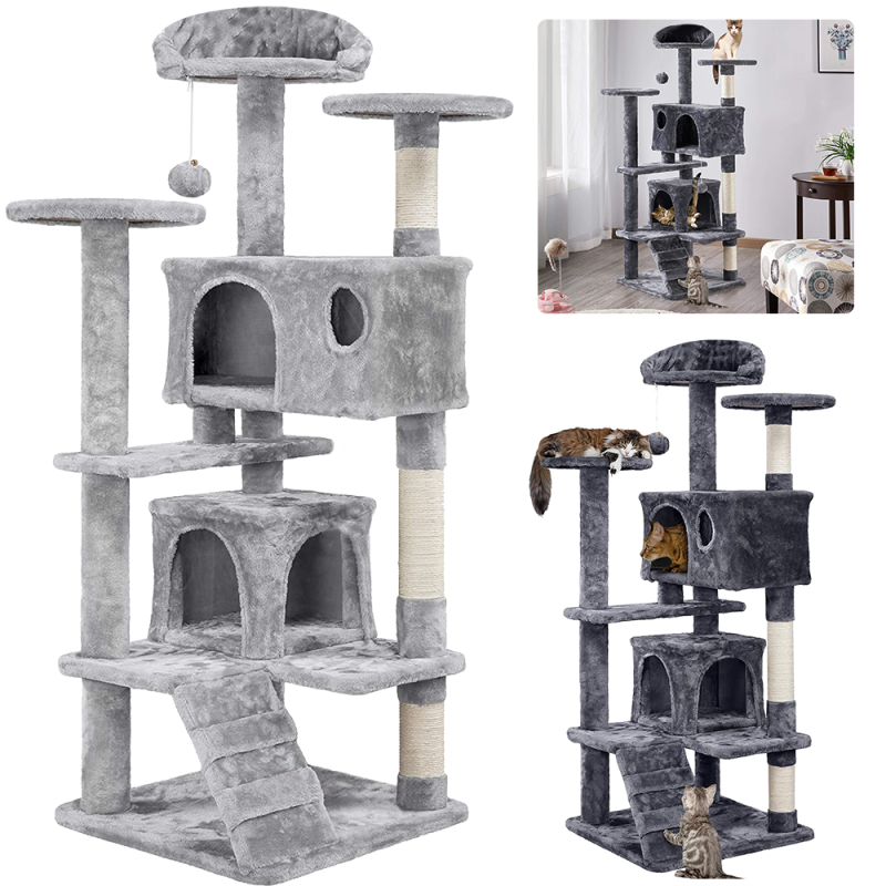 Multi-Level Cat Tree Tower Climb Furniture Scratching Post Durable Kitten Jumping Toys Cozy Condo Top Perch Pet Supplies