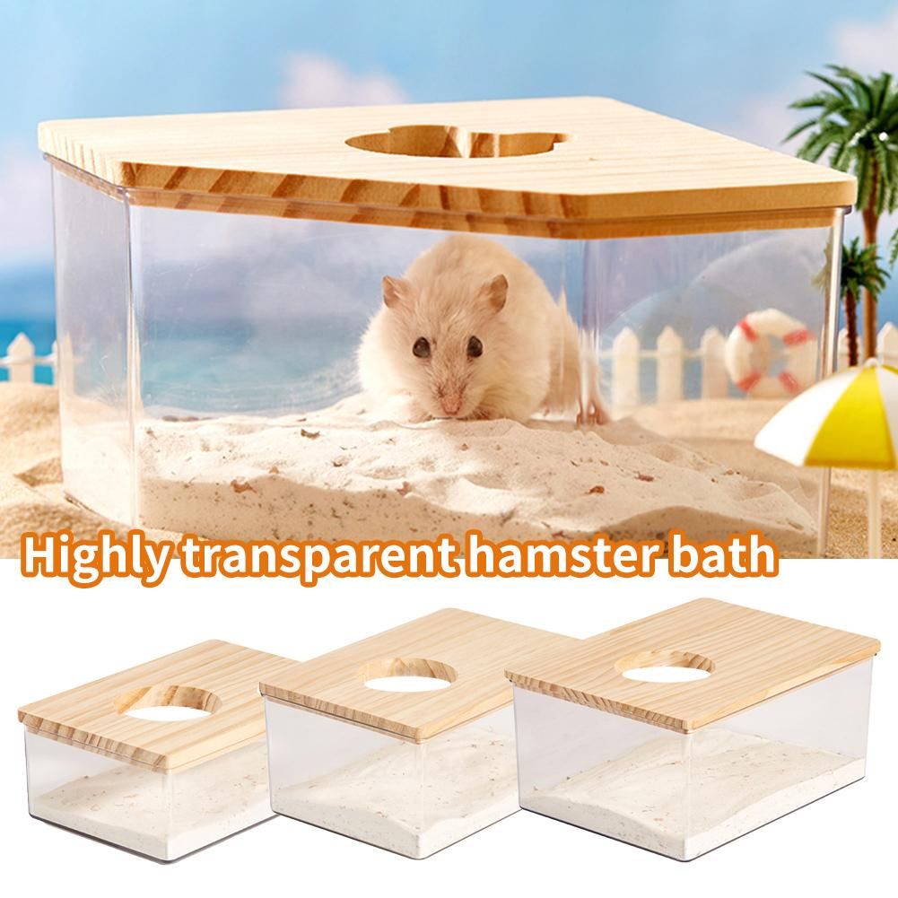 Hamster Sand Bath Box Small Pet Bathroom House Transparent Decoration Golden Cage Hamster Sandbox Accessories BathtubToilet E1Q4
