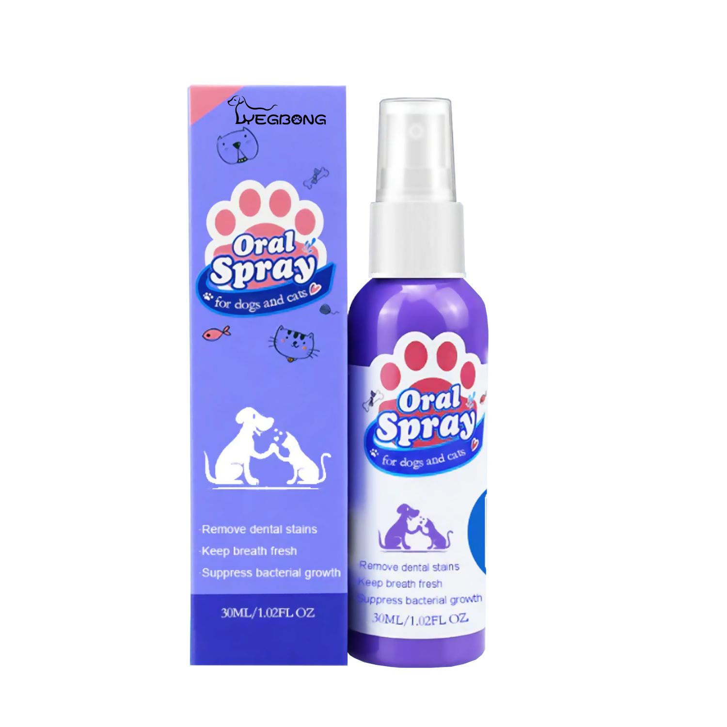 Yegbong Oral Care Spray for Cats and Dogs Tooth Cleaning Solution with Fresh Breath Removes Tooth Stains