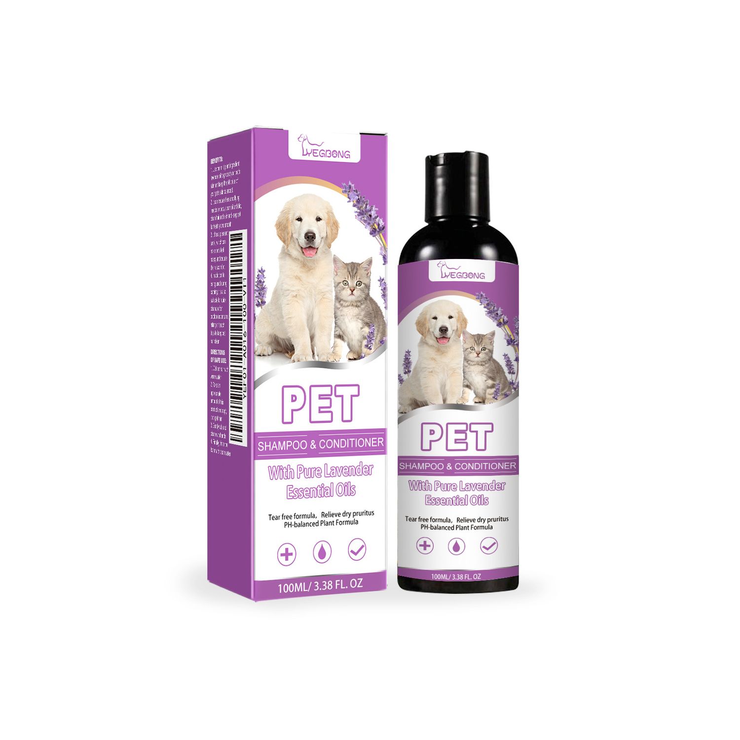 Yegbong Non-Knotting Pet Shampoo Hair Smooth Bath Relief for Itchy Skin Helps Keep Pets Groomed