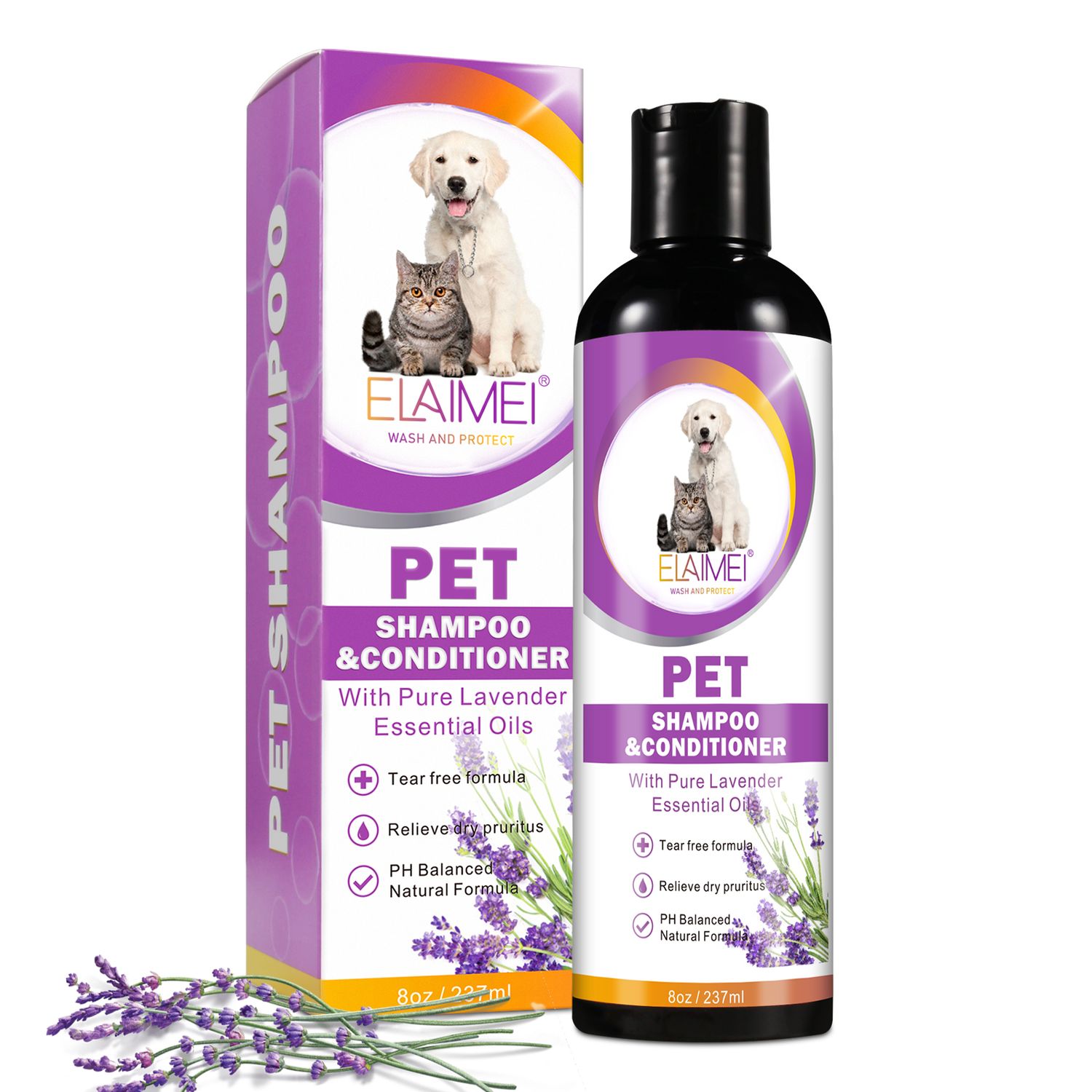 ELAIMEI Pet Shampoo Conditioner with Pure Lavender Essential Oils