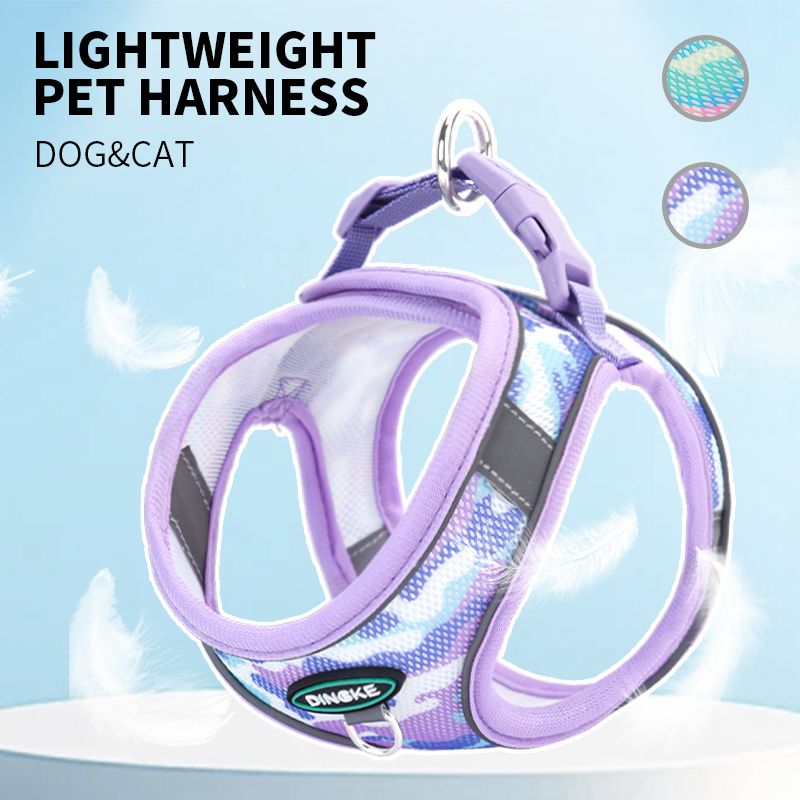 HP385--1pc adjustable lightweight pet dog&amp;cat chest harness made of breathable mesh fabric, 1.5-meter traction rope.