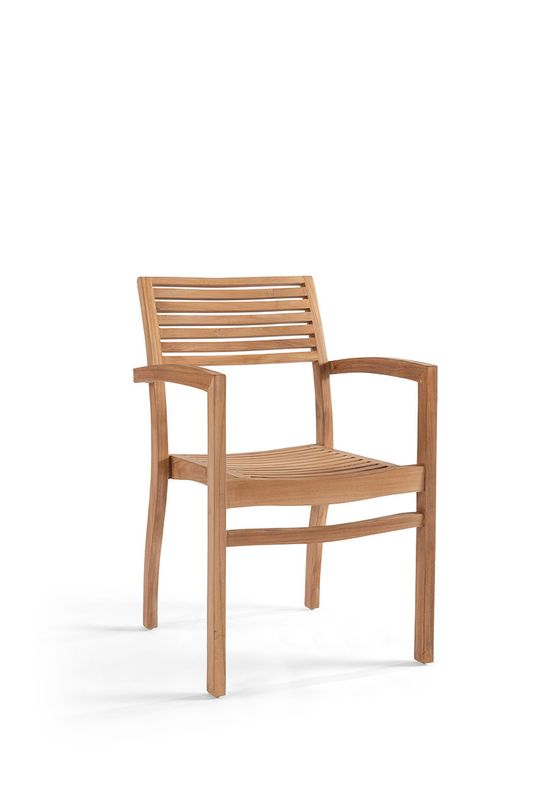 Oblong Teak Stoel Stapelbaar