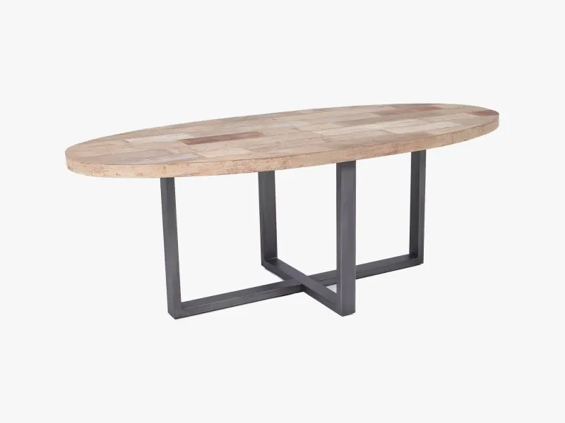 Pesaro oval table with cross U legs