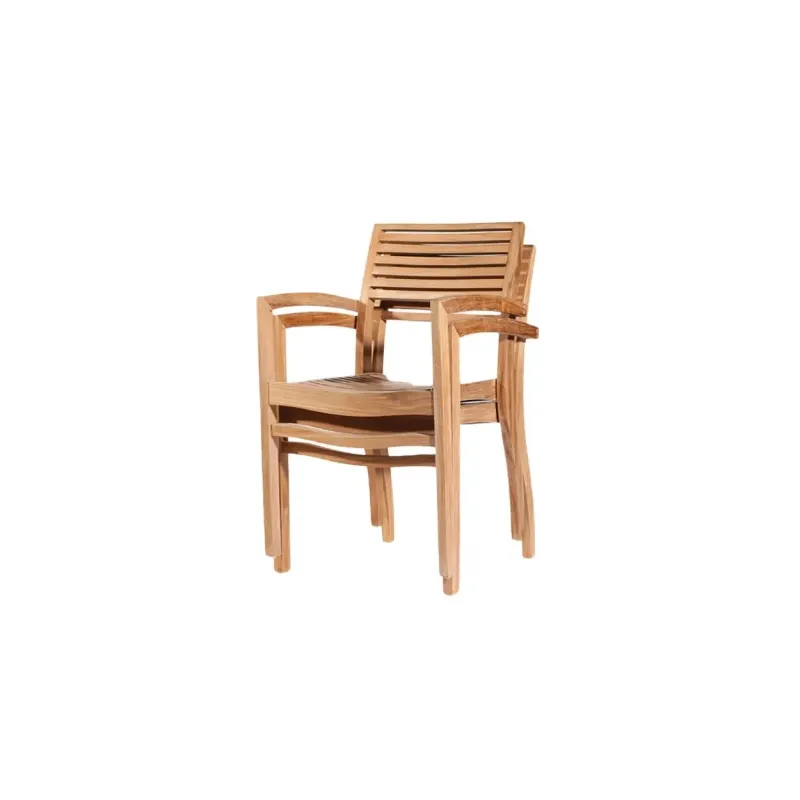 Oblong Teak Stoel Stapelbaar