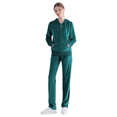 Velvet long-sleeved women's sports suit European and American two-piece-5