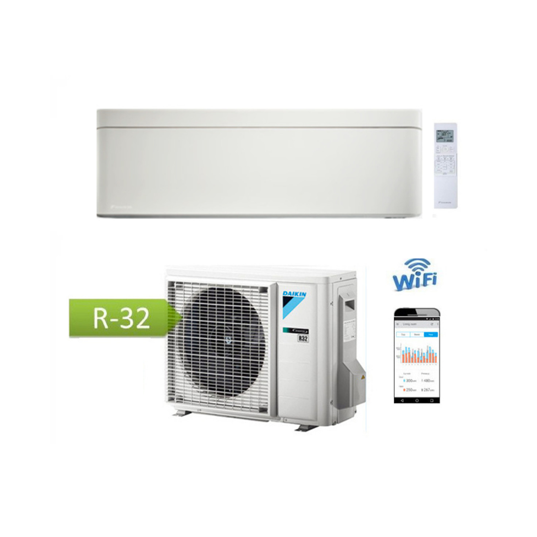 Climatizzatore Condizionatore Daikin Bluevolution Inverter Stylish White 7000 Btu Wi-Fi A+++ R-32 Ftxa20Aw