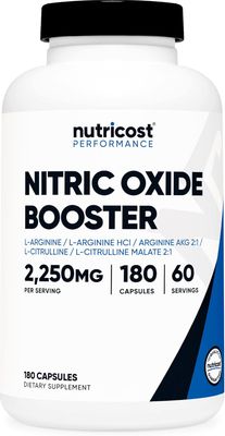 ​Nutricost Potenciador de Óxido Nítrico 750 mg – 180 Cápsulas