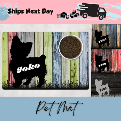 Personalized Pet Mat for Food Dishes or Litter Box - Style 1