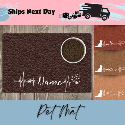 Personalized Pet Mat for Food Dishes or Litter Box - Style 3