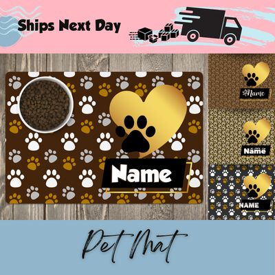 Personalized Pet Mat for Food Dishes or Litter Box - Style 4