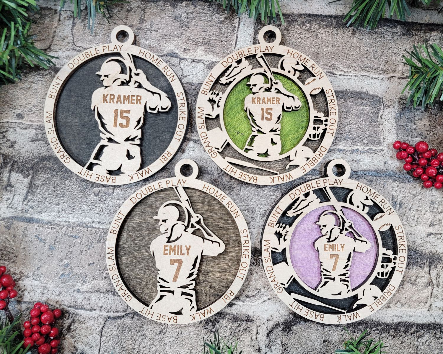 Personalized Stadium Series Softball Sports Ornaments