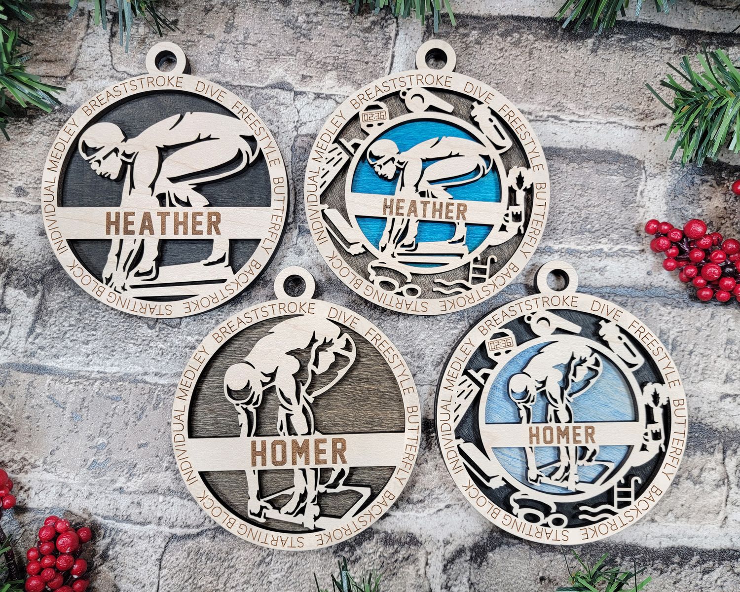 Personalized Stadium Series Swimming Sports Ornaments