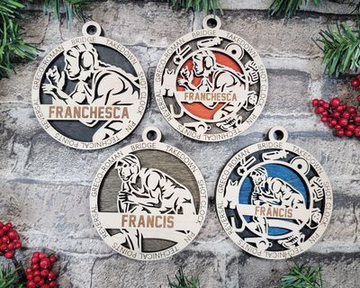 Personalized Stadium Series Wrestling Sports Ornaments