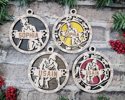 Personalized Stadium Series Track and Field Team Sports Ornaments
