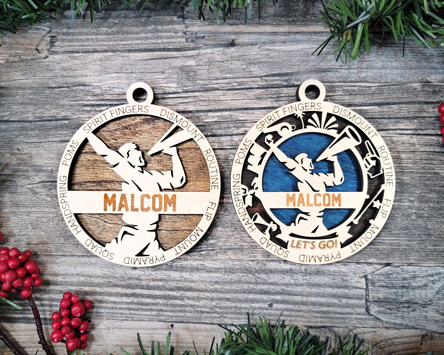 Personalized Stadium Series Cheerleader Male Ornaments