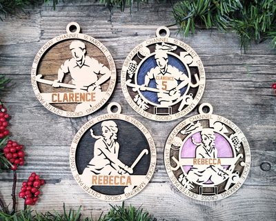 Personalized Stadium Series Field Hockey Sports Ornaments