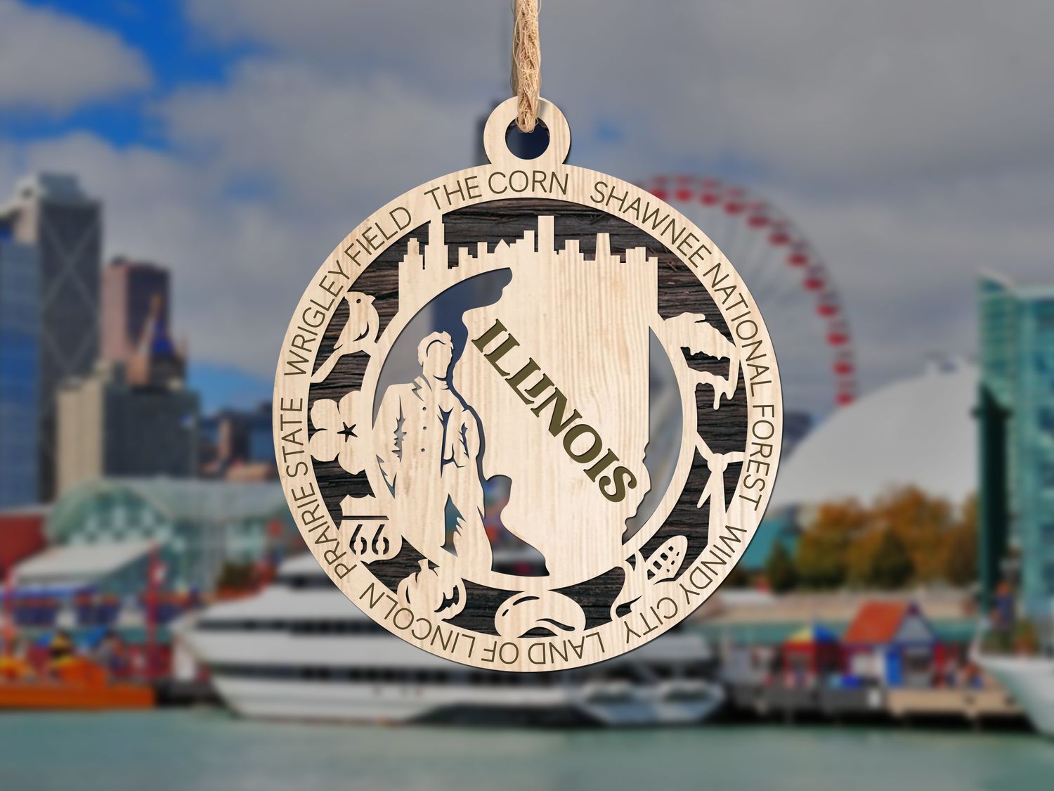 Handcrafted State Pride Ornament - Illinois