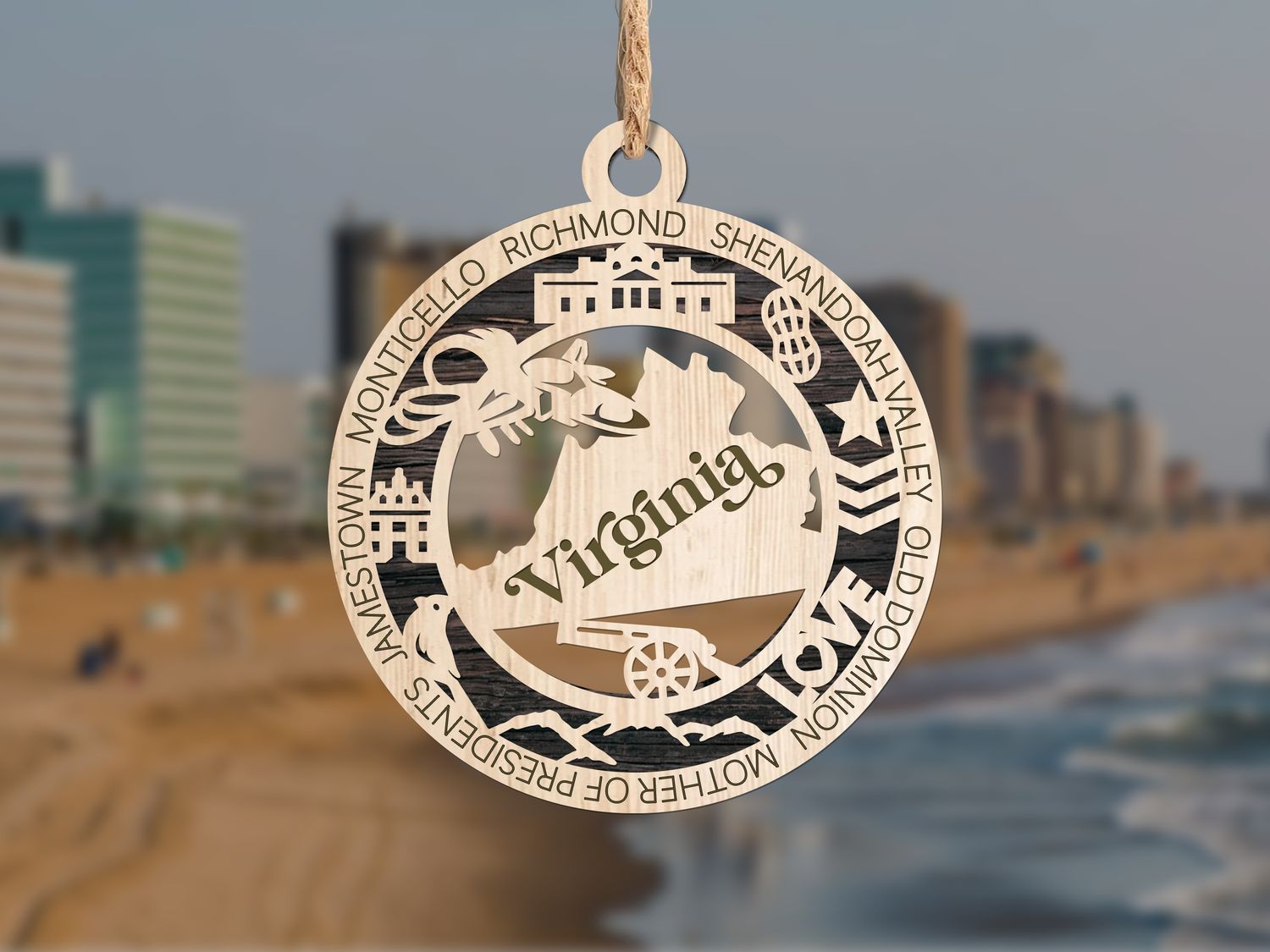Handcrafted State Pride Ornament -Virginia