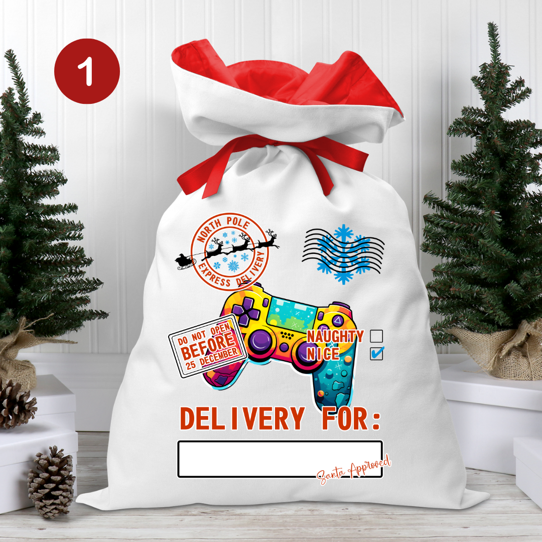 Gamer-Themed Personalized Santa Gift Sack